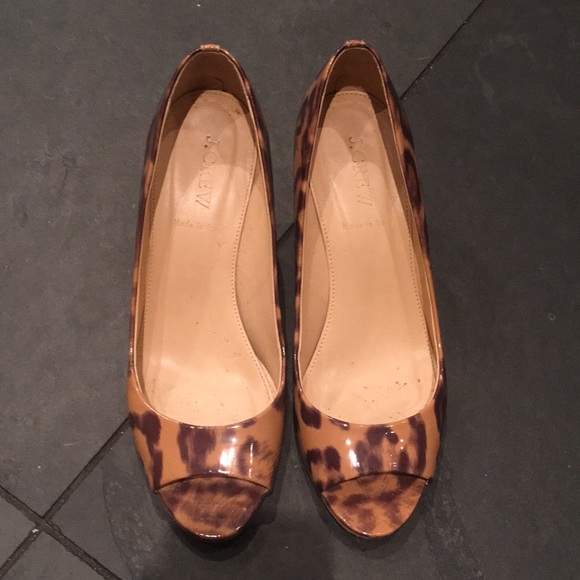 J. Crew Shoes - J Crew Animal Print Open Toe Heels Size 8